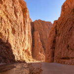 This series of limestone river canyons are in the eastern part of the High Atlas Mountains. The height of the canyon in some places can be up to 400 metres